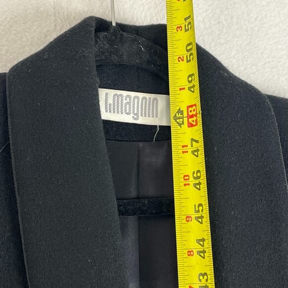 L. Magnin Coat Women's Large Black Double Breasted 100% Cashmere Golded Button - Picture 8 of 9